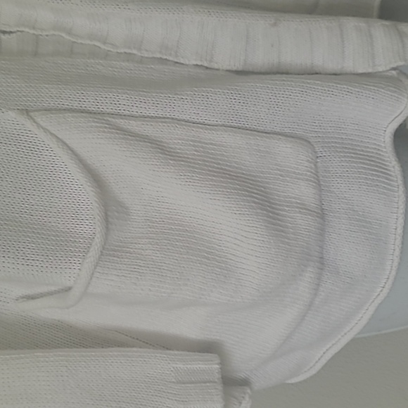 Eileen Fisher Linen and Cotton Blend Open Front Knit flowy Cardigan in white - Picture 4 of 10